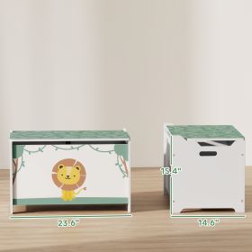 Toy Box With Lid, Safety Hinges And Groove Handles, Toy Storage Organizer For Kids, Living Room, Playroom, Green