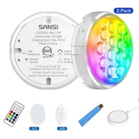 Sansi Upgraded Wireless Rechargeable Pool Lights,Submersible RBG LED Pond Lights,Color Changing Underwater Spotlight With Magnetic And Suction Cup Mou