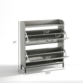 Shoe Cabinet Organizer With 2 Flip Drawers, Legs, Narrow Shoe Storage Cabinet For Entryway, Hallway, Light Gray