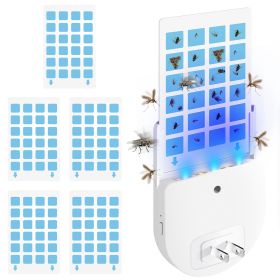 1Set Plug In Indoor Flying Insect Trap 5 Glue Boards UV Light Mosquito Killer With Night Light Dimmable Brightness Fly Odorless Safe Bug Zapper For Gn