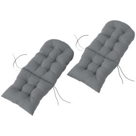 Chair Cushions Set Of 2, Tufted High Back Patio Non-Slip Cushions For Chairs, Gray