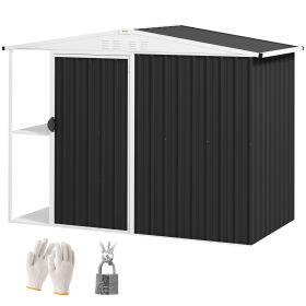 Outsunny 8 x 4ft Outdoor Garden Shed, Metal Storage Shed with Air Vents and Lockable Door for Backyard Garden Patio, Dark Gray