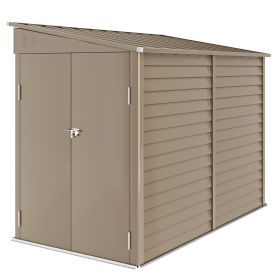 Outsunny 4.6' x 9' Outdoor Storage Shed, Lean to Garden Shed with Foundation Kit, Lockable Doors and Gloves for Patio, Lawn, Brown