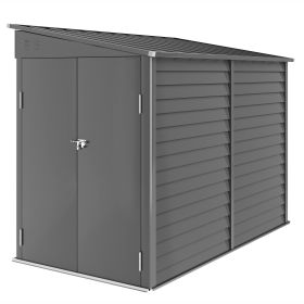 Outsunny 4.6' x 9' Outdoor Storage Shed, Lean to Metal Shed with Foundation Kit, Lockable Doors and Gloves for Patio, Lawn, Dark Gray