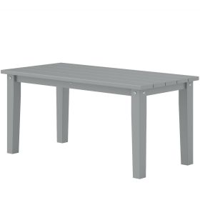 Outsunny Rectangle Outdoor Coffee Table, HDPE All-Weather Outdoor Patio Table with Slatted Tabletop for Yard, Balcony, Gray