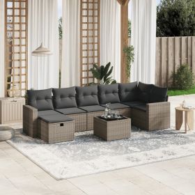 Garden Sofa Set Gray Poly Rattan Large Modular Outdoor Sofa Set