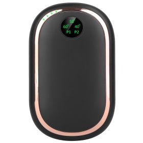 2 Colors Options -- 1Pc Rechargeable Hand Warmer Electric Hand Heater Portable Reusable Pocket Warmer Power Bank With Digital Display Sunset Light 3 L (Color: Black)