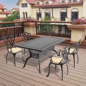 (Cushions In Random Colors)5-Piece Set Of Cast Aluminum Patio Furniture With Cushions (Color: as Pic)