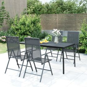 5 Piece Patio Dining Set Anthracite Steel (Color: Anthracite)