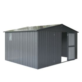Backyard Storage Shed 11'x 9' with Galvanized Steel Frame & Windows (Color: as Pic)