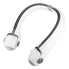 White-Green Options -- 1Pc Portable Neck Hanging Fan Hands-free Cooling Personal Fan With 3 Speeds 360 Degree Air Flow Adjustable Neck Width For Home (Color: White)